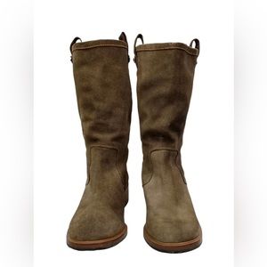 COLE HAAN boots 10 Tan Brown suede leather Shearling lined mid calf Excellent